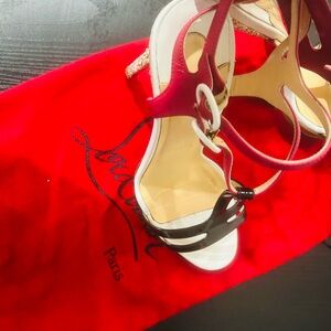 Christian Louboutin Red and Black Strappy Sandals. 💯Authentic Dust bag included